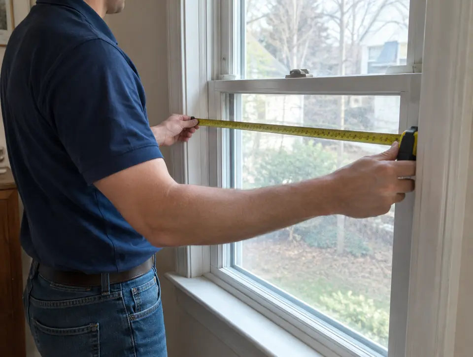 Measuring the width of an older double-hung window